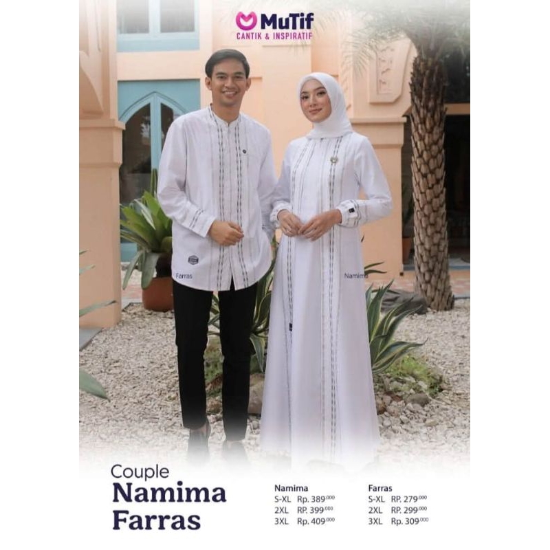 Mutif namima / mutif farras / couple Mutif / gamis putih / Koko putih / sarimbit keluarga / sarimbit