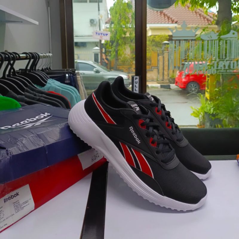 SEPATU LARI PRIA ORIGINAL REEBOK LITE 4 BLACK RED SIZE 43