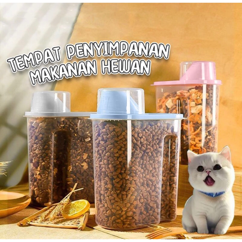 Wadah Toples Tempat Simpan Makan Hewan Tempat Penyimpanan Makan Kucing