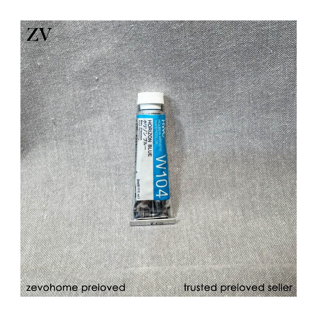 

NEW IN: PRELOVED HOLBEIN WATERCOLOR (CAT AIR) HORIZON BLUE W104 biru muda tube 5ml