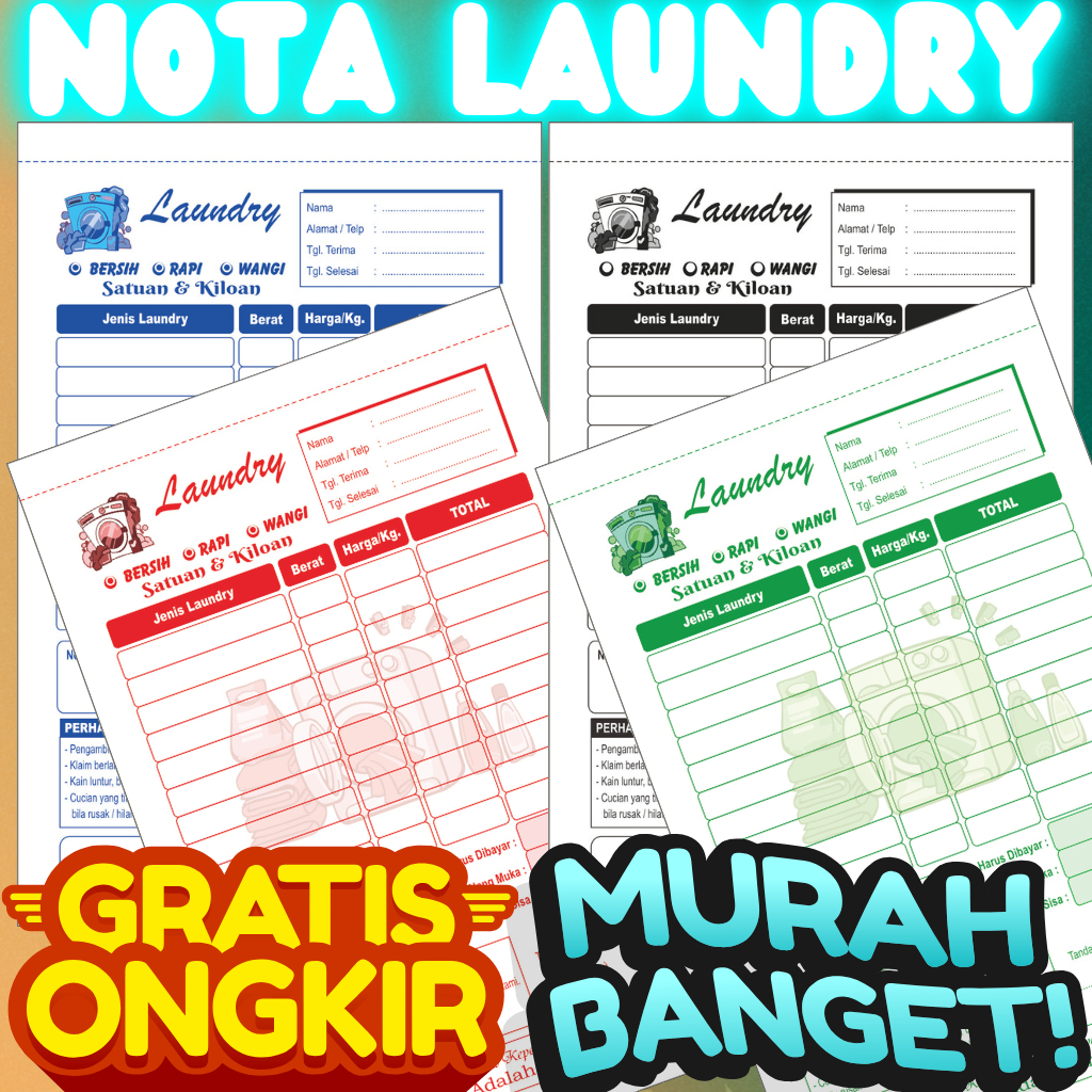 

[TERMURAH] Nota Laundry Satuan Isi 100 Lembar 2 Ply Ukuran 1/4 Folio