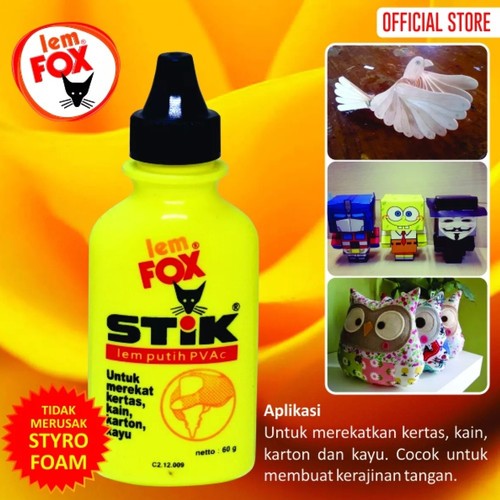 

Lem Fox Stik PVAc Botol Kuning 60 gr | Perekat Kertas Praktis