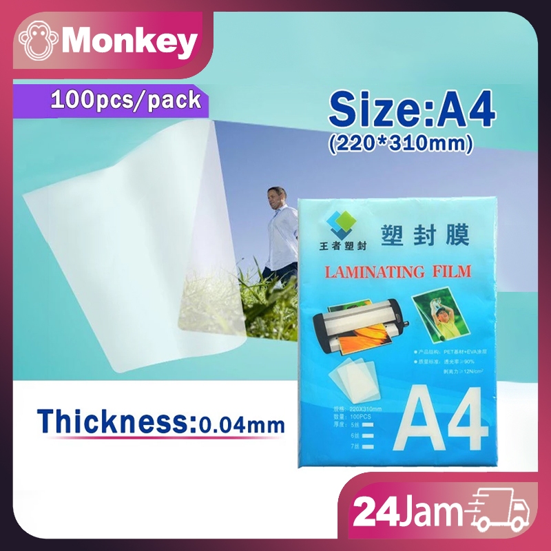 

100 PCS / Pack Ukuran A4 Film Laminating PET EVA Untuk Mesin Laminating
