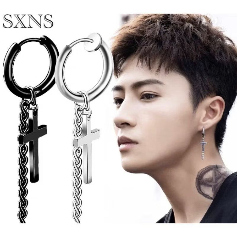 Anting gantung korea jepit tindik pria wanita