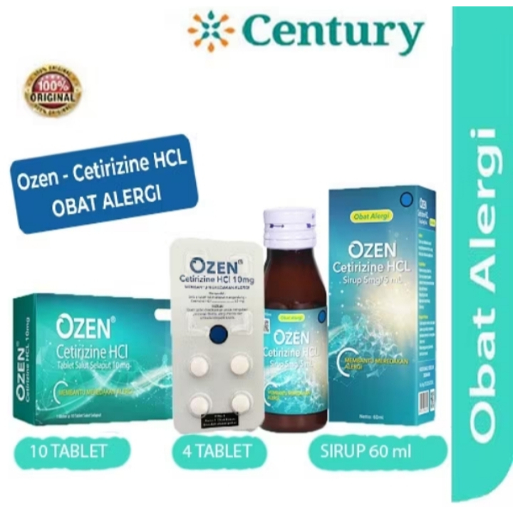 ozen 10 mg / cetirizine 10mg / alergi debu / alergi kulit / alergi makanan/pilek/bersin bersin/meler