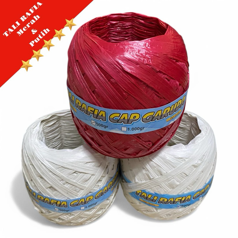 

Tali Plastik Warna Merah | Putih Cap Garuda 500 grm