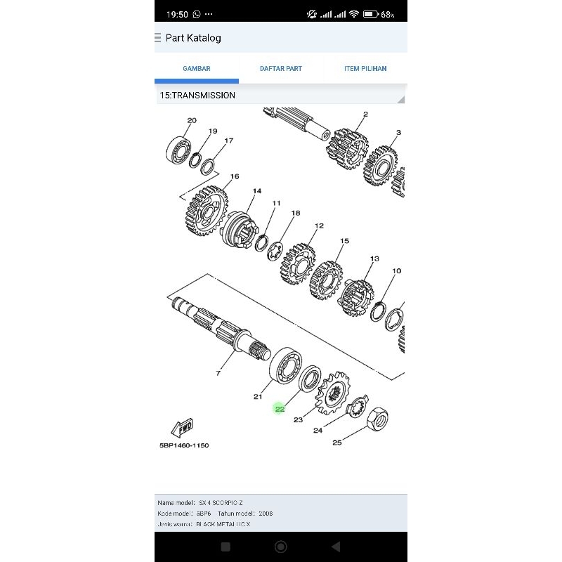 Sil gir depan Scorpio Original