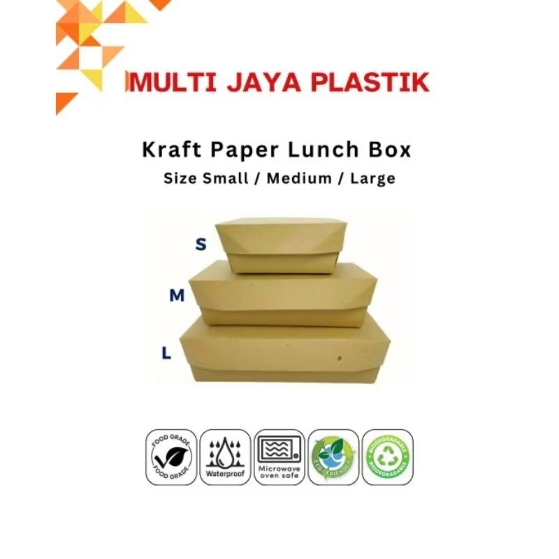 Kotak Makan Kertas / Paper Lunch Box Kraft / Box Makanan Kertas Coklat