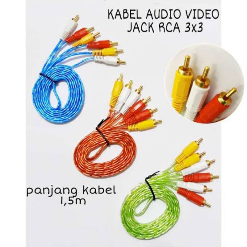 KABEL RCA AUDIO ISI 3-3 1.5 METER TRANSPARAN