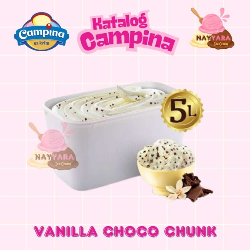 

Eskrim Choco Chunk Campina 5 Liter / Ice Cream Campina 5L