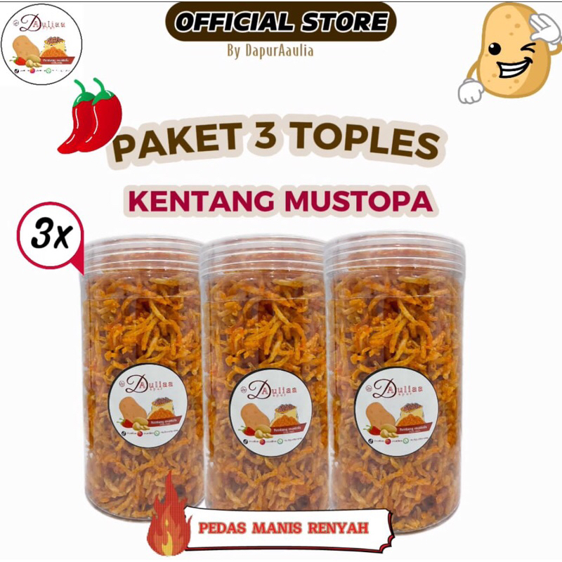

[Paket beli 3] Kentang mustofa toples 1000ml pedas manis enak kriuk halal kualitas premium