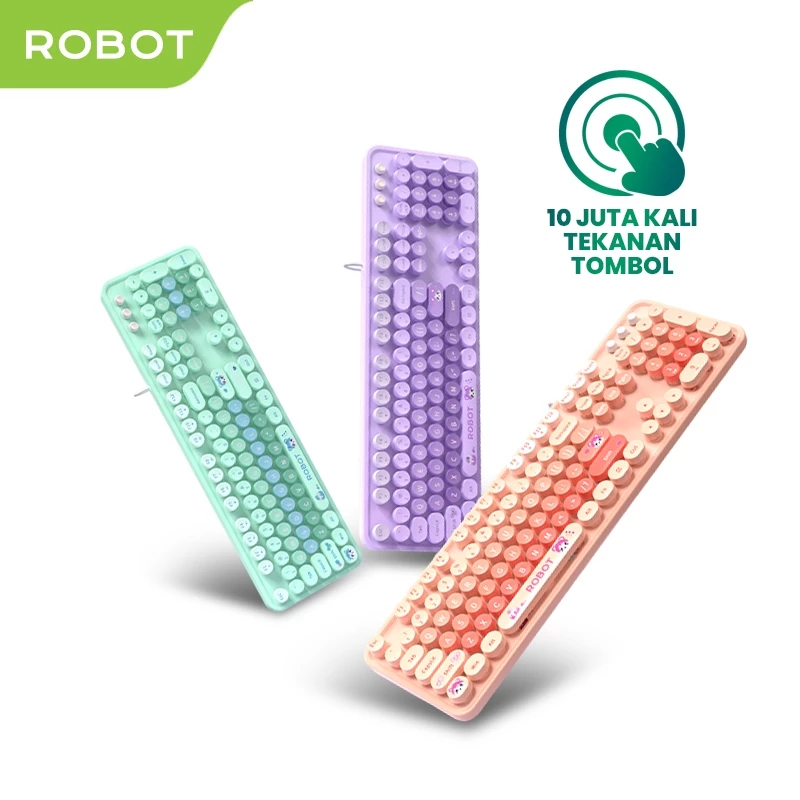[New] Robot RK30 Wired Keyboard Pastel Color Berkabel Portable Office Keyboard Laptop