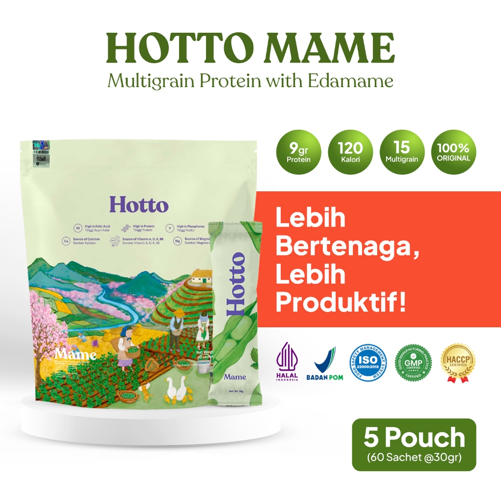 

HOTTO MAME MULTIGRAIN - 5 Pouch (60 Sachet) | HOTTO PORTO Multigrain Protein with Edamame
