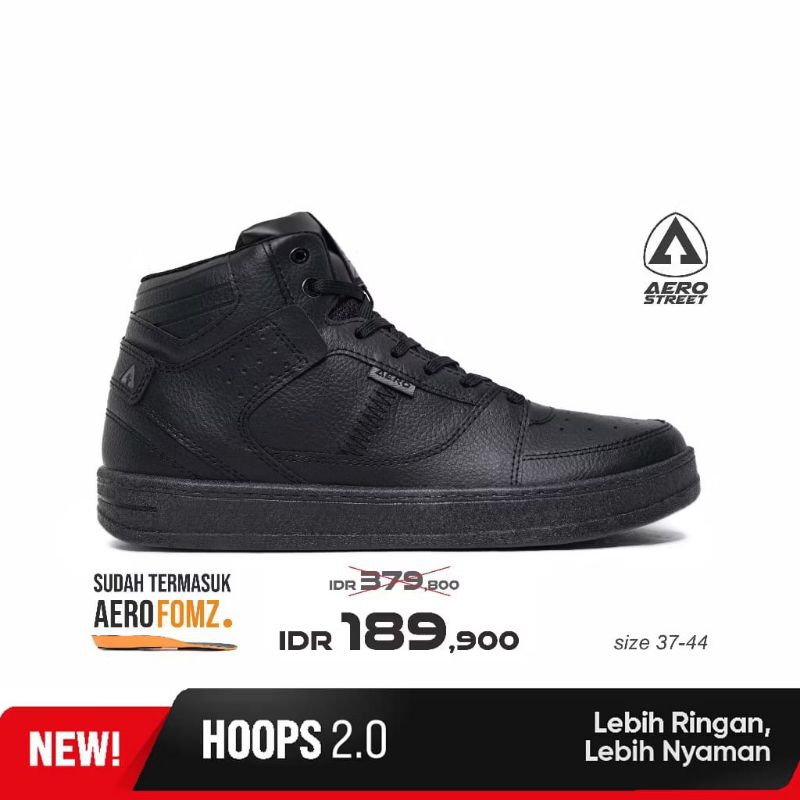 Aerostreet 37-44 Hoops High All Black  - Sepatu Sneak Casual