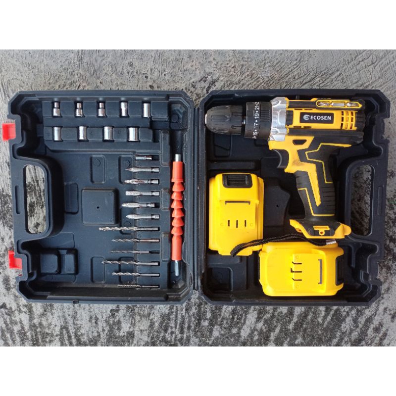 Mesin Bor Cordless ECOSEN Drill Baterai Cas # bekas second preloved