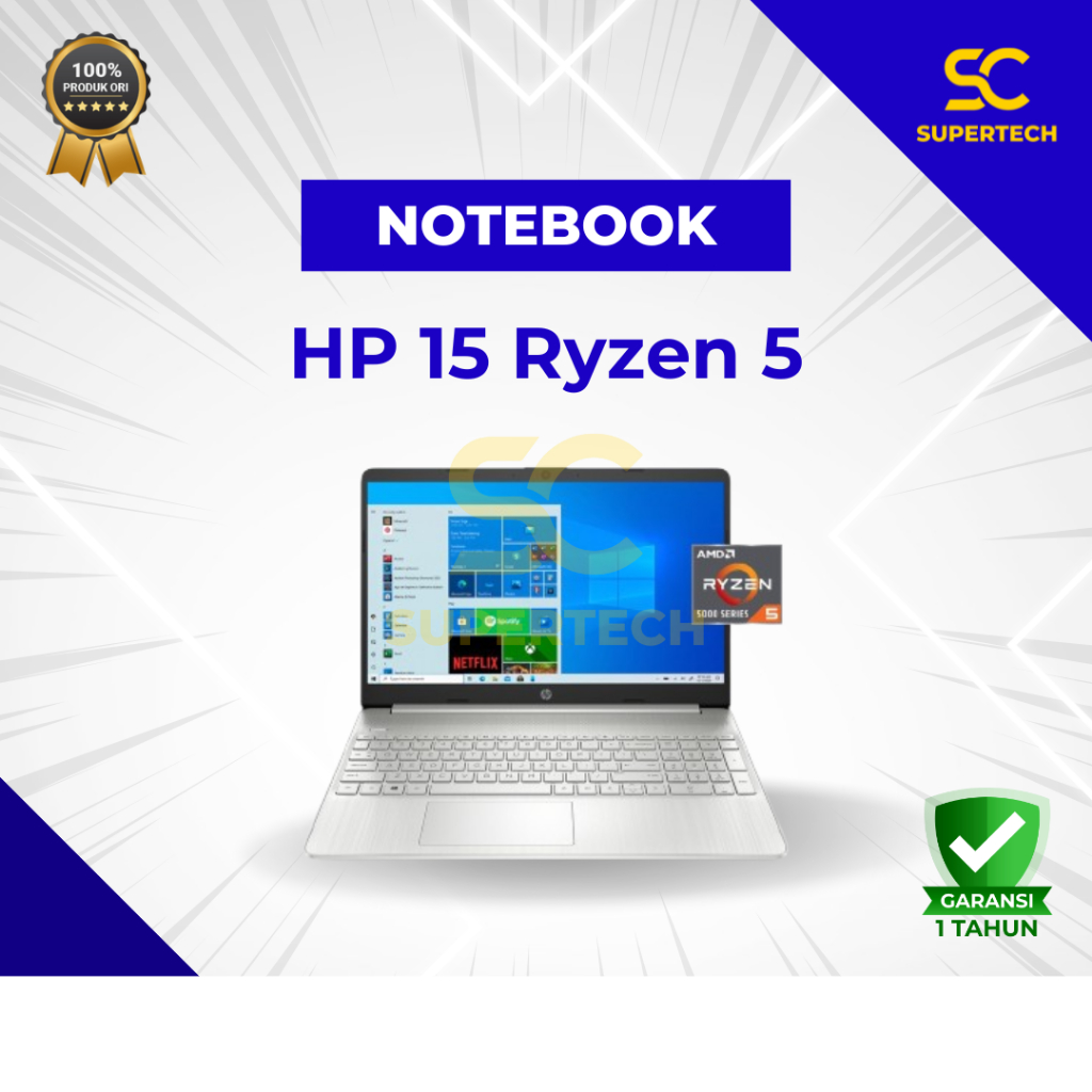 Notebook HP 15 Ryzen 5 5500 16GB 512SSD 15.6 FHD W11