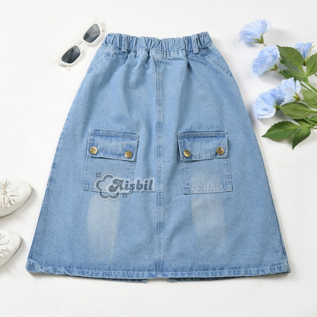 AISBILKIDS - Rok Jeans Cargo Anak Perempuan