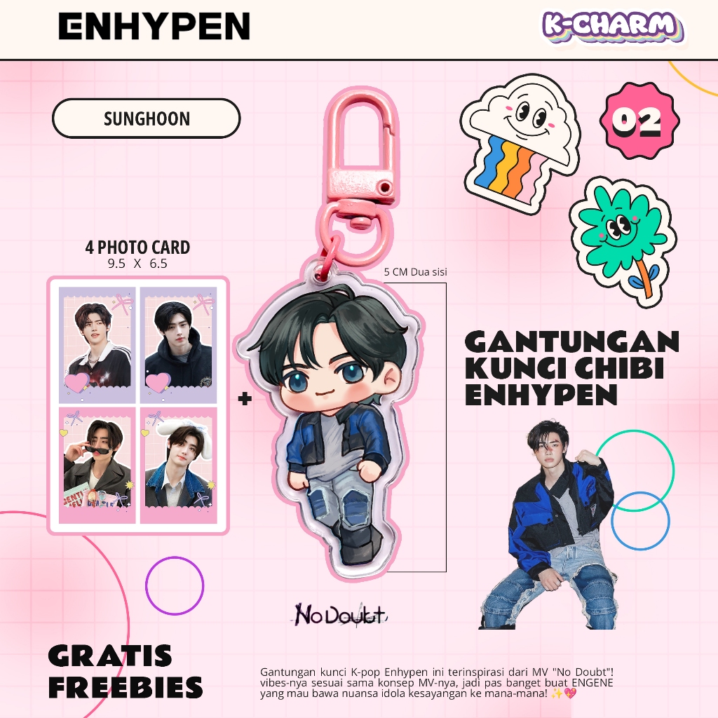 Stellarspace16 [ Stock] Enhypen Gantungan Kunci Akrilik Chibi Jake Sunghoon Heeseung Jay Jungwon