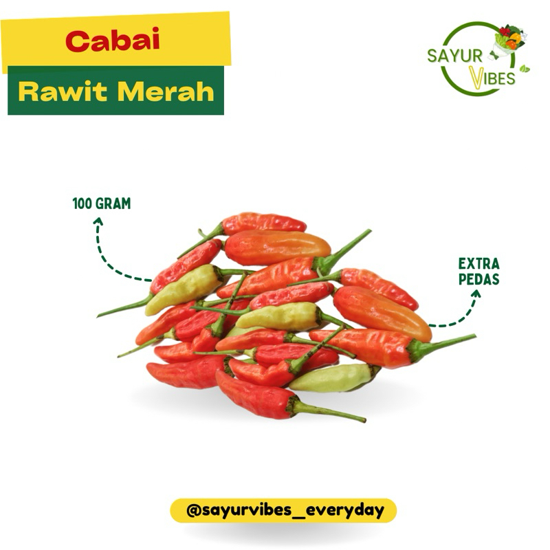 

Cabe rawit merah super pedas 100 gram Sayur Vibes / Cabe rawit extra pedas
