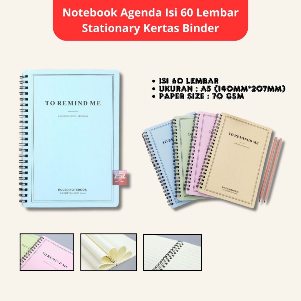 

TUTU Notebook Agenda Isi 60 Lembar/ Buku Diary/ Buku Jurnal harian/ Buku Catatan Buku Tulis Sekolah Stationary Kertas Binder