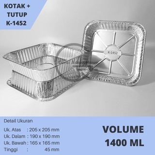 Aluminium Foil Cup OX-1400 (Kode 1452/44) + Ttp (Tebal) Cup Alumunium Foil Kotak u.k 20x20 cm