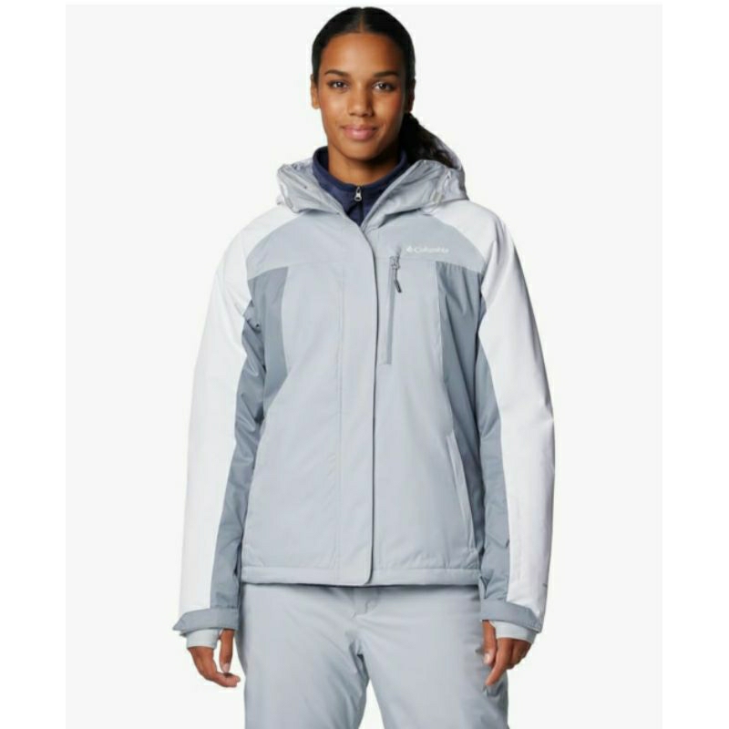 COLUMBIA WOMEN'S ALPINE ACTION OMNI HEAT WHITE GREY JAKET WINTER HIKING TREKKING TRAVELING ORIGINAL
