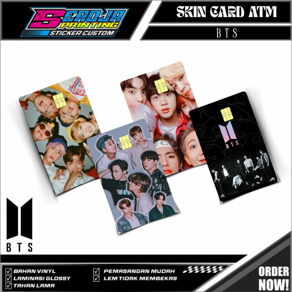 

STIKER PELINDUNG KARTU SKIN CARD ATM E-MONEY STICKER MOTIF BTS LEM KUAT ANTI GORES QUALITY PREMIUM