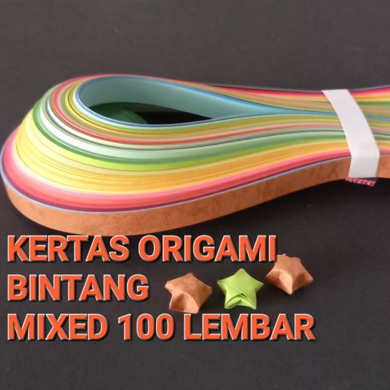 

Kertas Origami Bintang / Paper Star / Scrapbook Mix Colour 100 lembar random