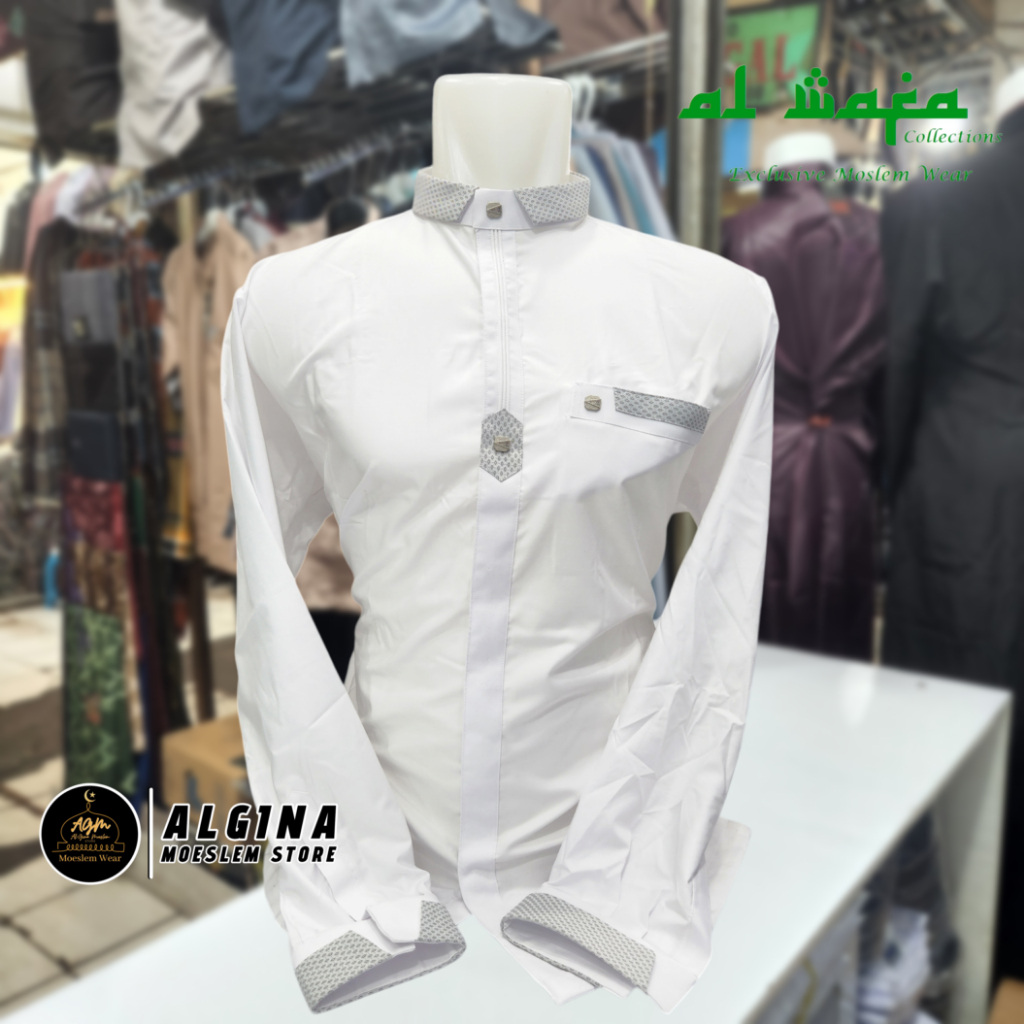 KOKO AL RAZ Putih (Wahid-Fs) Panjang Manset | Baju Muslim Al Raz Lengan Panjang