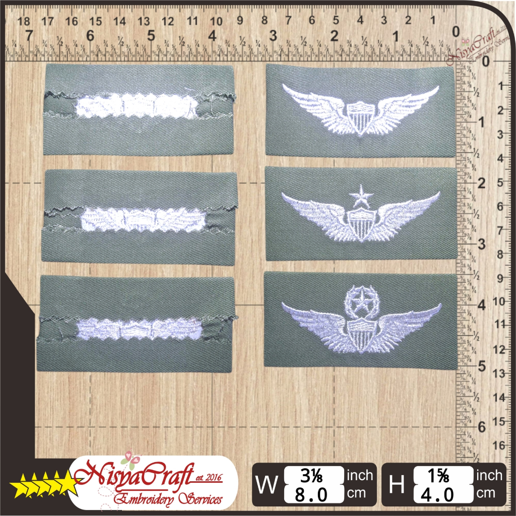 NCEP0101-0493 - US Army Aviator White On Olive Green | Skill Badge | OG107 Vietnam Era