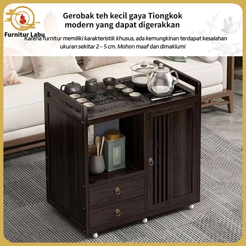 Meja Set Teh China Lengkap Motif Kayu Ruang Tamu Meja Teh Dilengkapi Kompor Dimeja Ruang Makan AMG