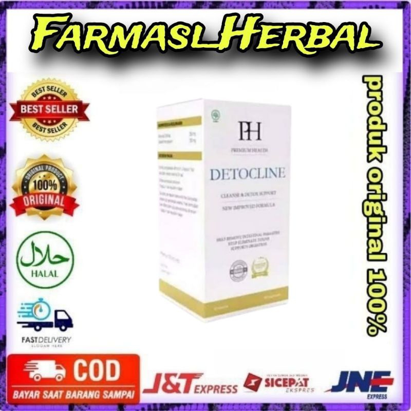 OBAT ANTI PARASIT TUBUH DETOCLINE ORIGINAL HERBAL BPOM SUPLEMEN BAU MULUT ASLI