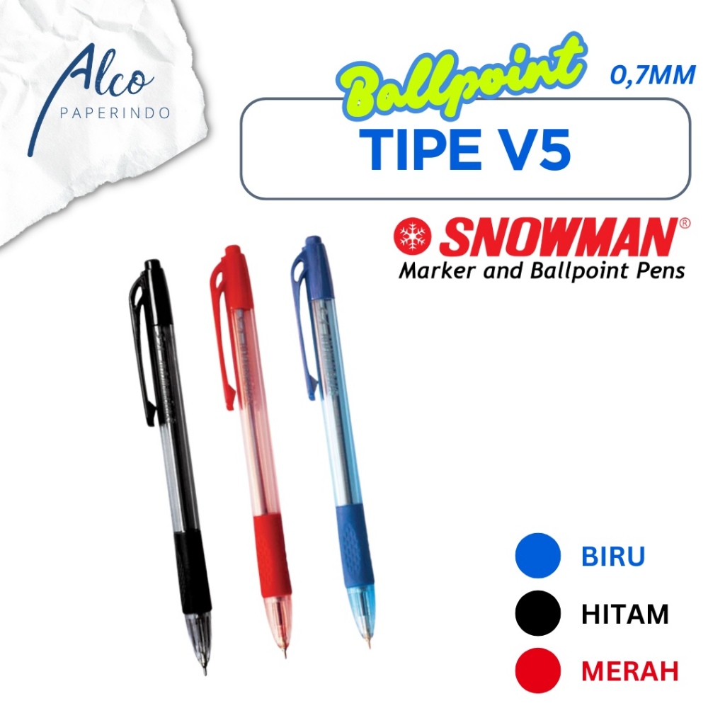 

Grosir Bolpoint Snowman V5 0,5mm FINE POINT Hitam/Biru/Merah