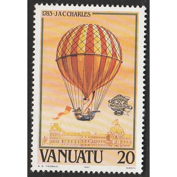 

A 11131 SATU BUAH PRANGKO VANUATU TEMA PESAWAT BALON UDARA JAC CHARLES TAHUN 1783 DENGAN KONDISI BELUM ADA CAP