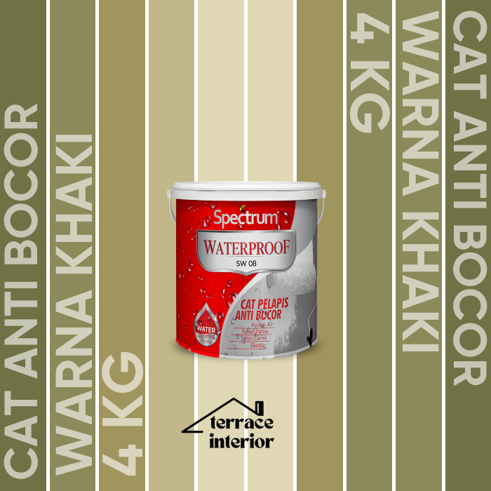 Cat Pelapis Anti Bocor Spectrum Waterproof Warna Khaki 4 KG