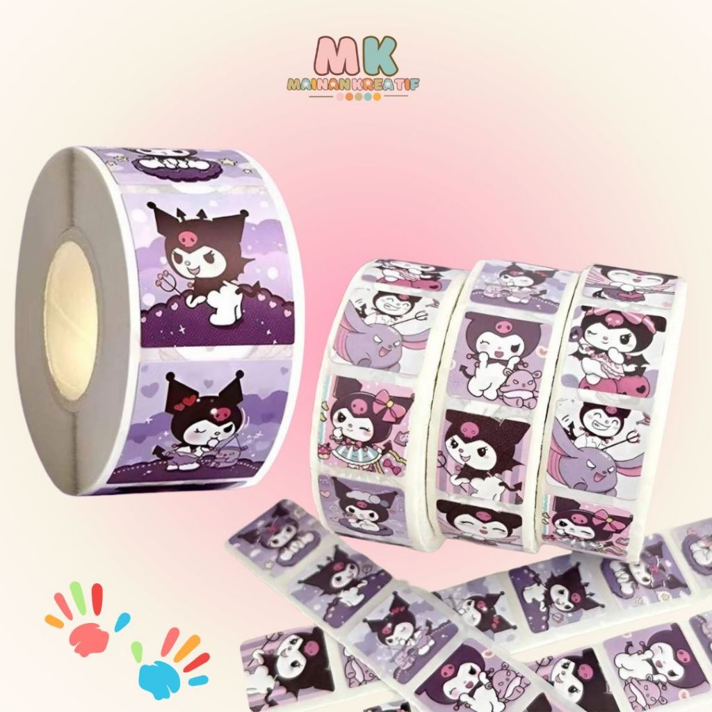 

MK625 Stiker Roll Label Lucu Isi 500 Lembar Motif Cartoon Untuk Tempel di Box Packaging/500Pcs Roll Stiker Terima Kasih Stiker Sanrio