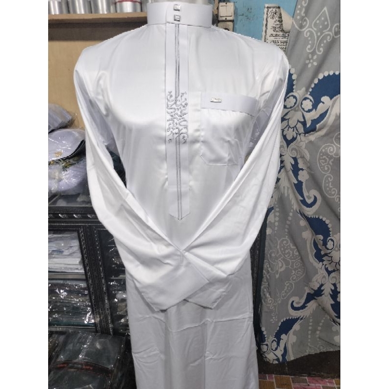 Gamis Al-Wafa Mediom Gold warna putih motif bordir