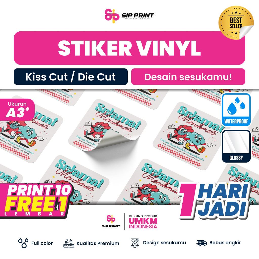 

Cetak Stiker VINYL A3+/1 Hari Jadi/Label Makanan/Label UMKM/Label Online Shop/Stiker Segel/Tahan Air