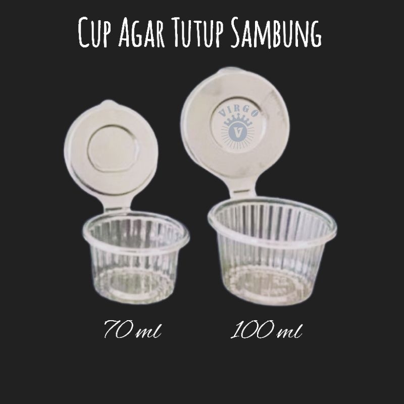 Cup Agar / Jelly / Puding 70ml 100ml - Ulir Belimbing Tutup Sambung - Isi 50