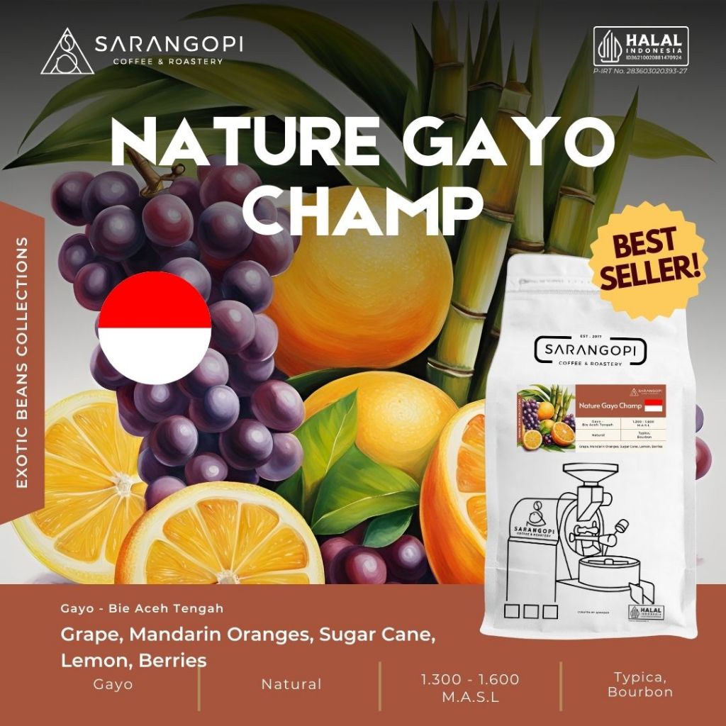 

Arabica Gayo Nature Champ - Coffee Beans Sarangopi Biji/Bubuk Kopi