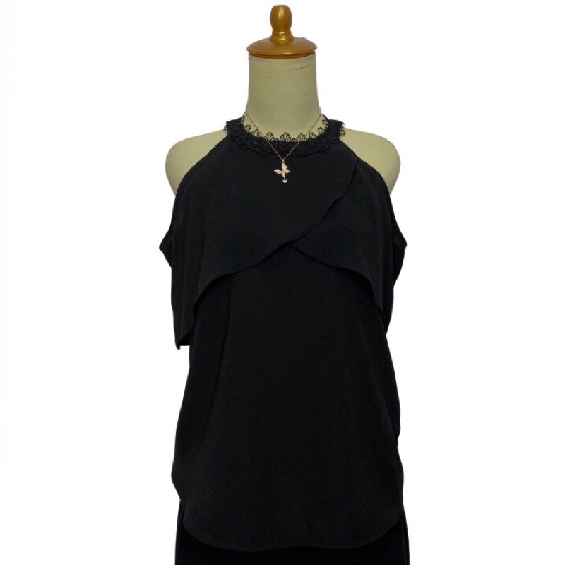 Fashion Atasan wanita | pakaian branded import dan sisa export | Top wanita | Halter neck hitam | Ba