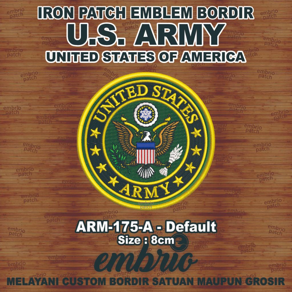 ARM-175-A Patch Logo US ARMY Emblem Bordir Logo US Army Tentara Angkatan Darat Amerika - Default - 8