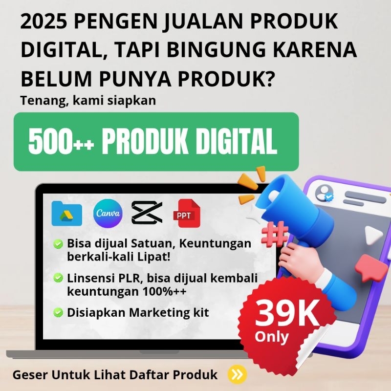 500++ Produk Digital Lisensi PLR siap Jual Kembali