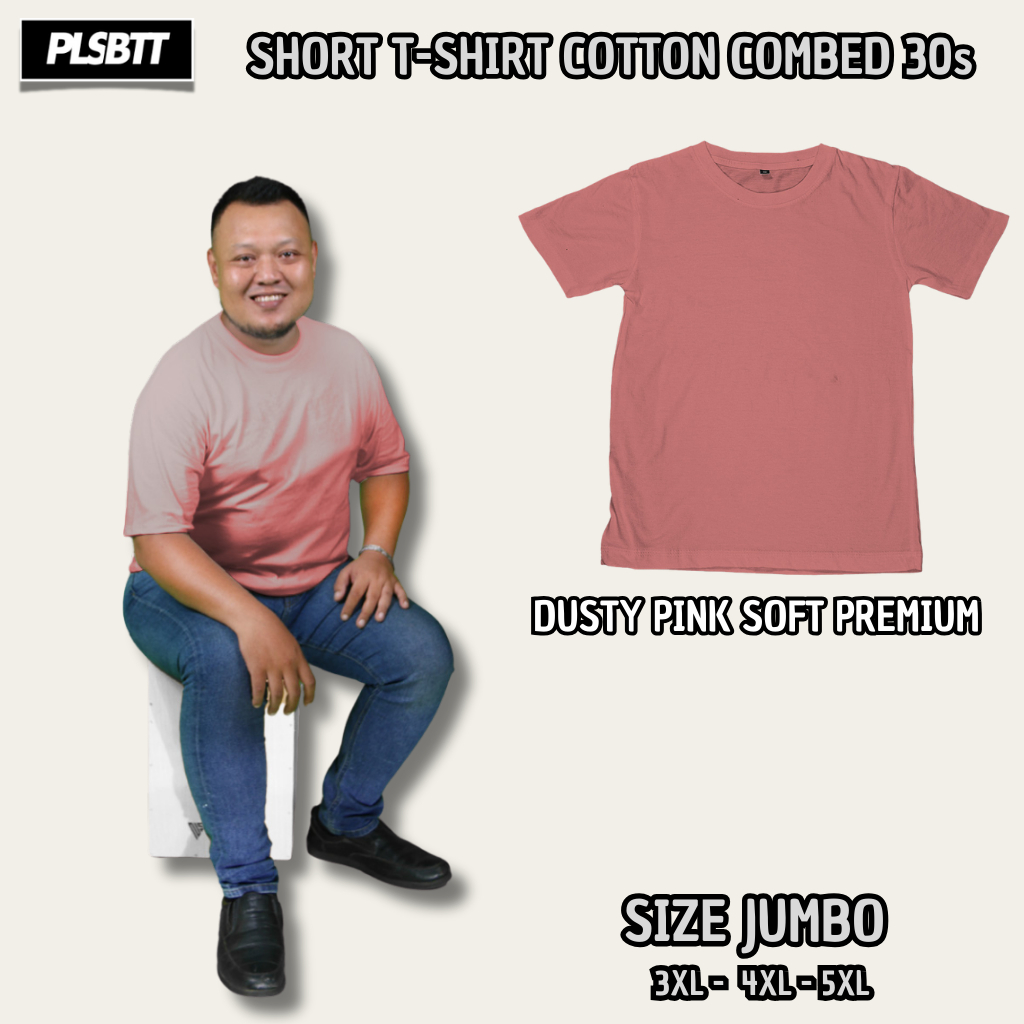 Polos Bett - Kaos Polos Lengan Pendek Cotton Combed 30s Pria & Wanita Dusty Pink Soft Premium Jumbo 