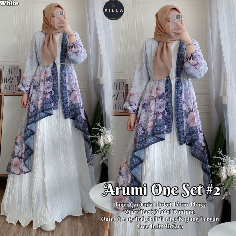 Arumi One Set Dress Gamis Dress Motif Original