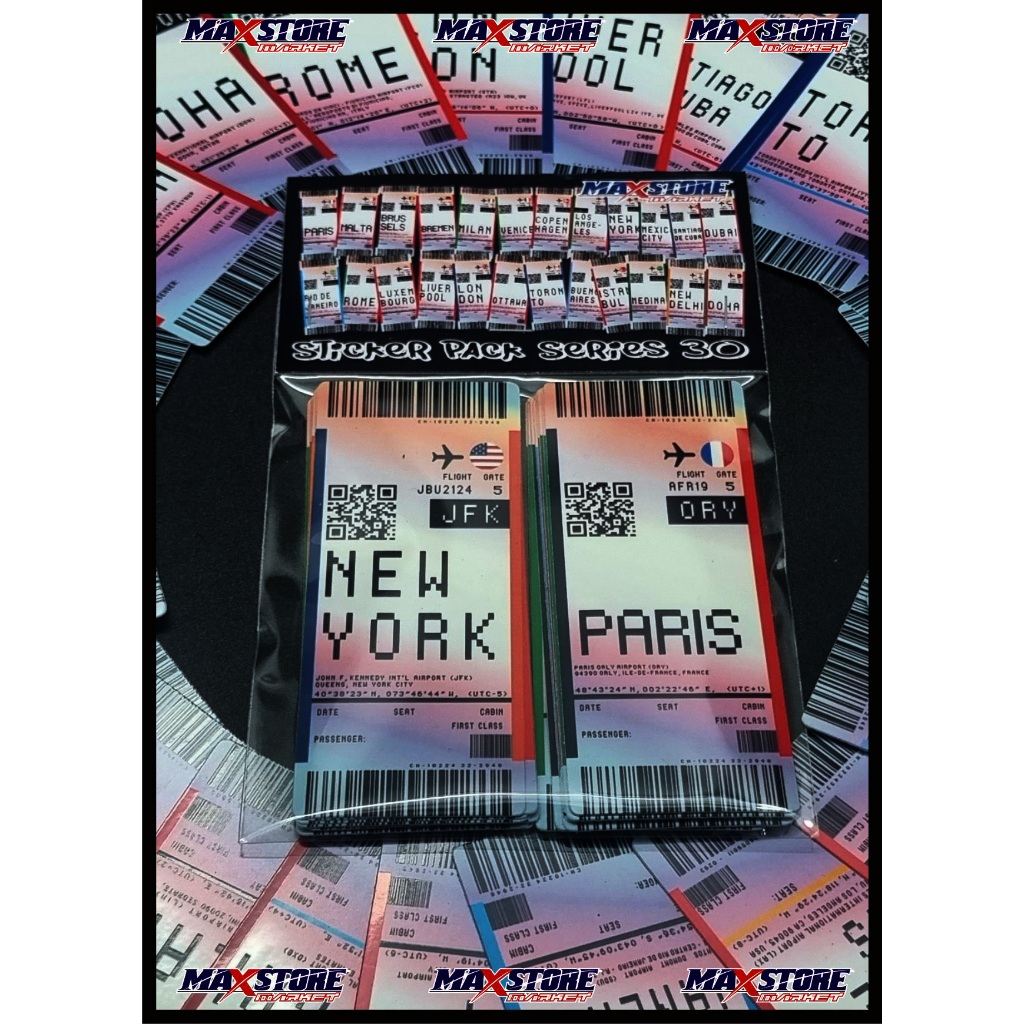 boarding pass sticker / travel stiker / sticker pack travel / sticker koper / sticker koper set / va