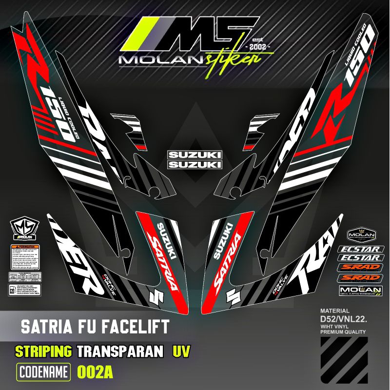 Decal Sticker Striping Variasi Transparan Uv Satria Fu Facelift Raider R 150 Suzuki Satria Fu 150 20