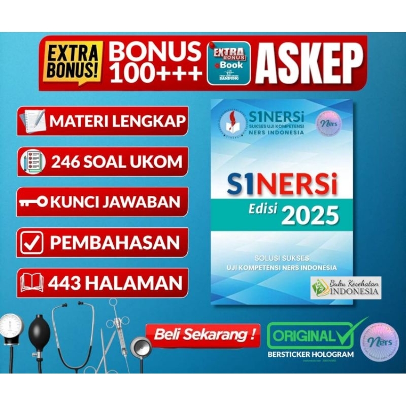 SINERSI 2025 BUKU UJIKOMPETENSI NERS INDONESIA EDISI TERBARU 2025 PREMIUM QUALITY PAKET 3 BUKU PPNI 