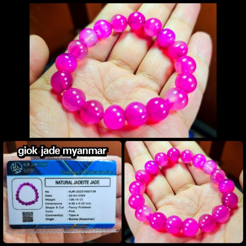 gelang giok jade burma super kristal + memo lab