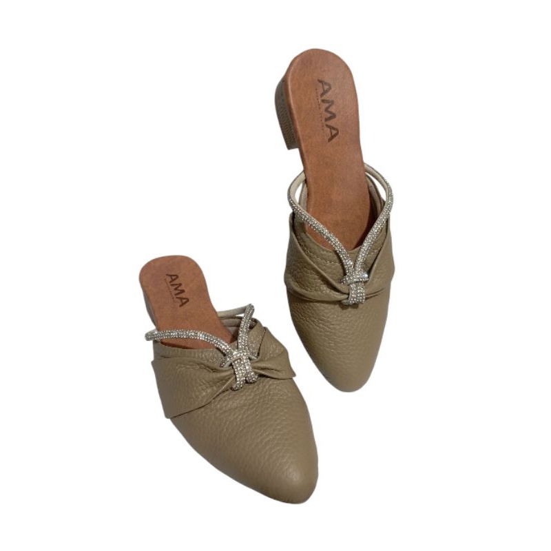 Sepatu tutong wanita kulit asli garut sepatu pantofel wanita sol tinggi kotak